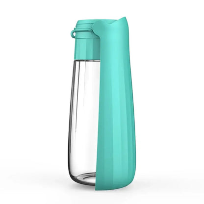 portable dog water bottle dispenser green 550ml foldable dog drinking bowl for hiking and outdoor use