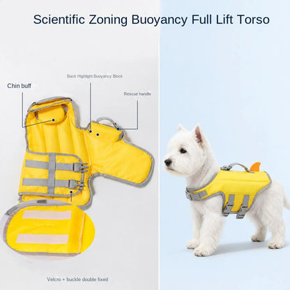 adjustable dog life jacket for small dogs, high buoyancy waterproof vest with rescue handle for pool and lake swimming