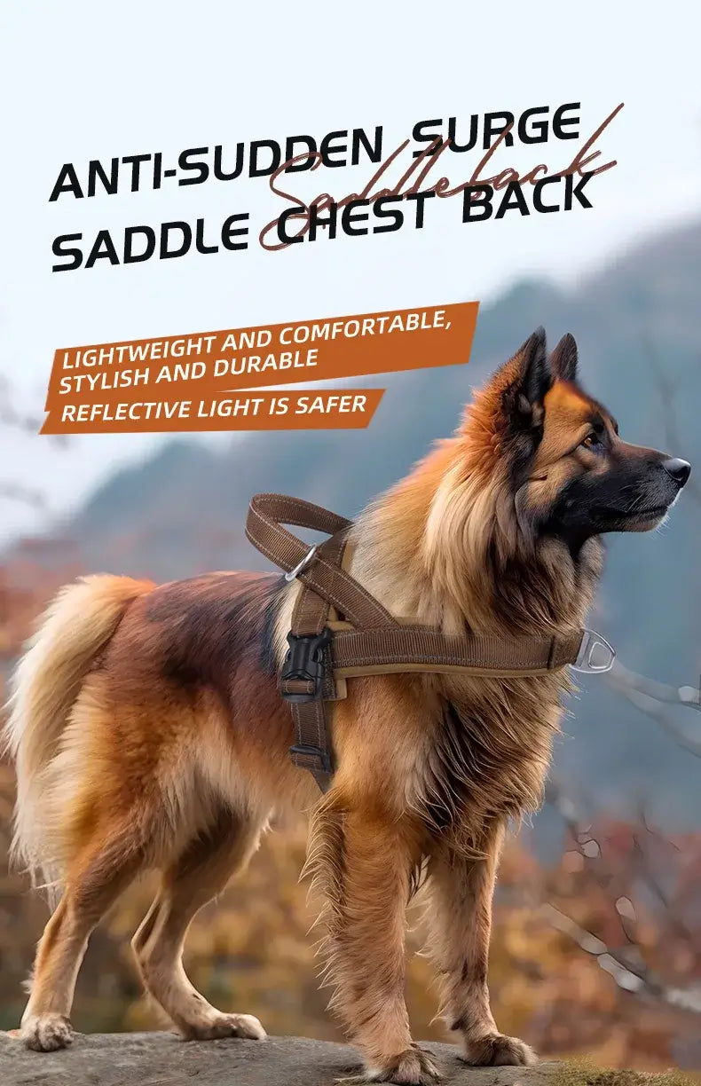 escape-proof tactical dog harness with reflective padded adjustable no-pull vest for large dogs