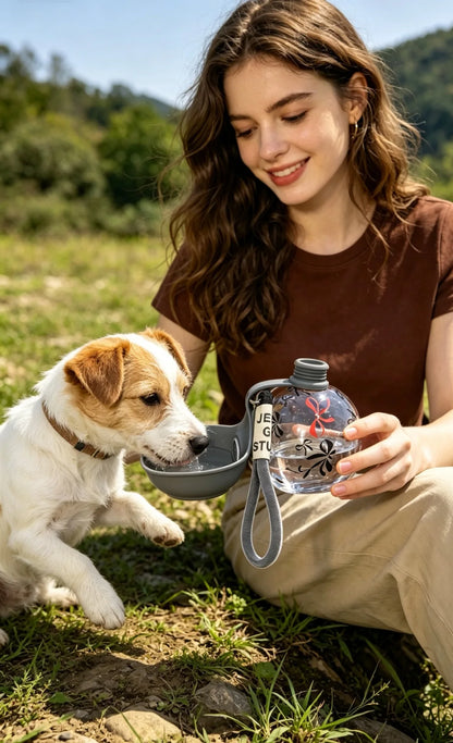 portable dog water bottle for outdoor walks, leak-proof 2-in-1 pet water dispenser with bowl for travel