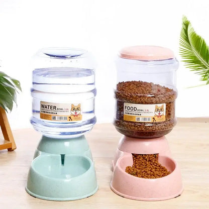 pet water dispenser plastic cat and dog feeder bowl with water and food storage container