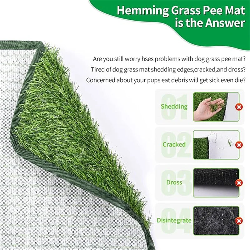 Durable artificial grass dog pee mat with non-shedding edge, anti-crack design, and secure backing.