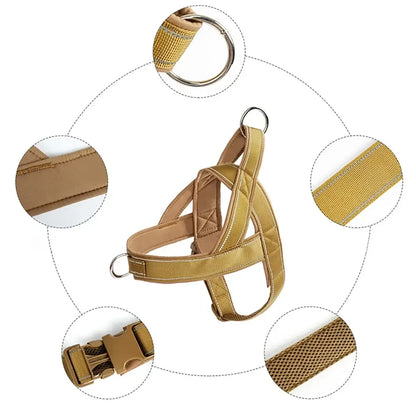 Anti-pull dog harness for large dogs tactical 1000D nylon adjustable training vest with handle and reflective trim