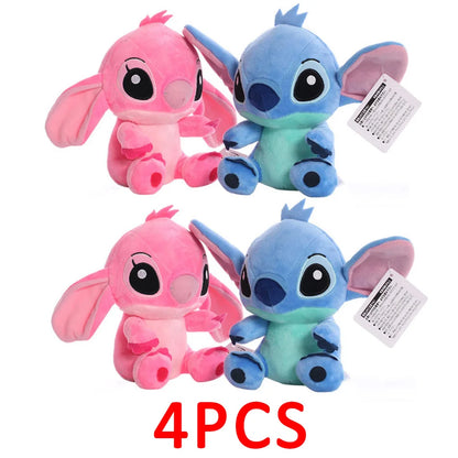 stitch stuffed plush doll 4PCS pink and blue plush toys, kawaii cartoon stuffed animals, kids birthday Christmas gift