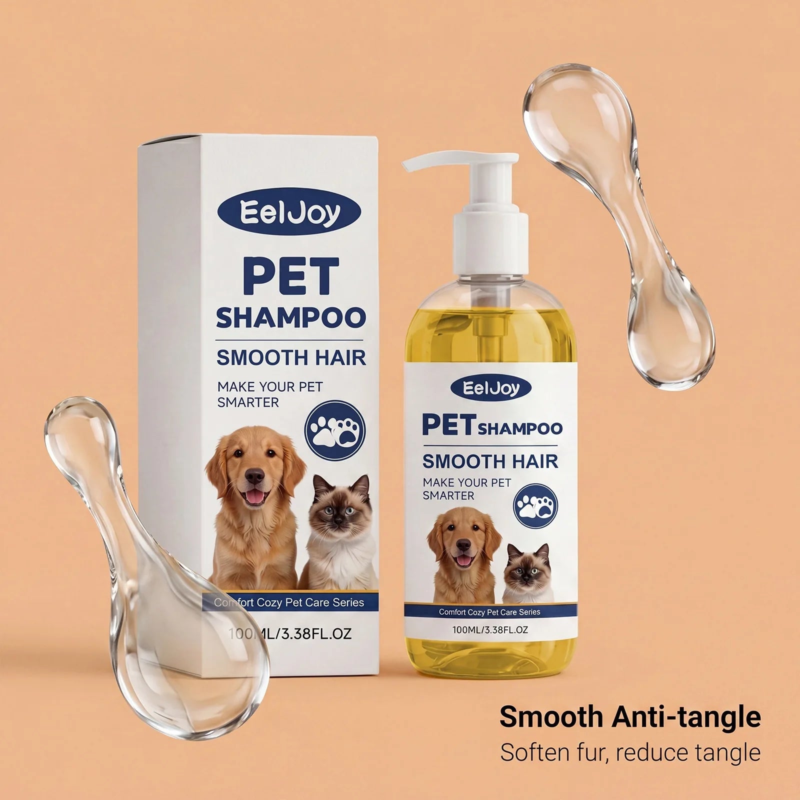 EelJoy moisturizing pet shampoo for sensitive skin, smooth anti-tangle pet shampoo for dogs and cats