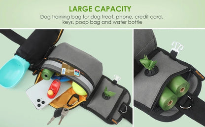 Dog Treat Pouch for Training Outdoor Dog Treat Pouch Training Feeding Bag Large Capacity Pet Trainer Reward Waist Bag Dog Supply with essentials.