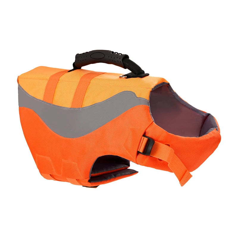 reflective dog life jacket orange Benepaw life vest with rescue handle, leash ring, adjustable belts for boating and swimming