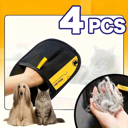 4 pcs pet hair removal gloves for cats and dogs, reusable grooming mitts for removing fur from sofa, carpet, clothes, and home surfaces