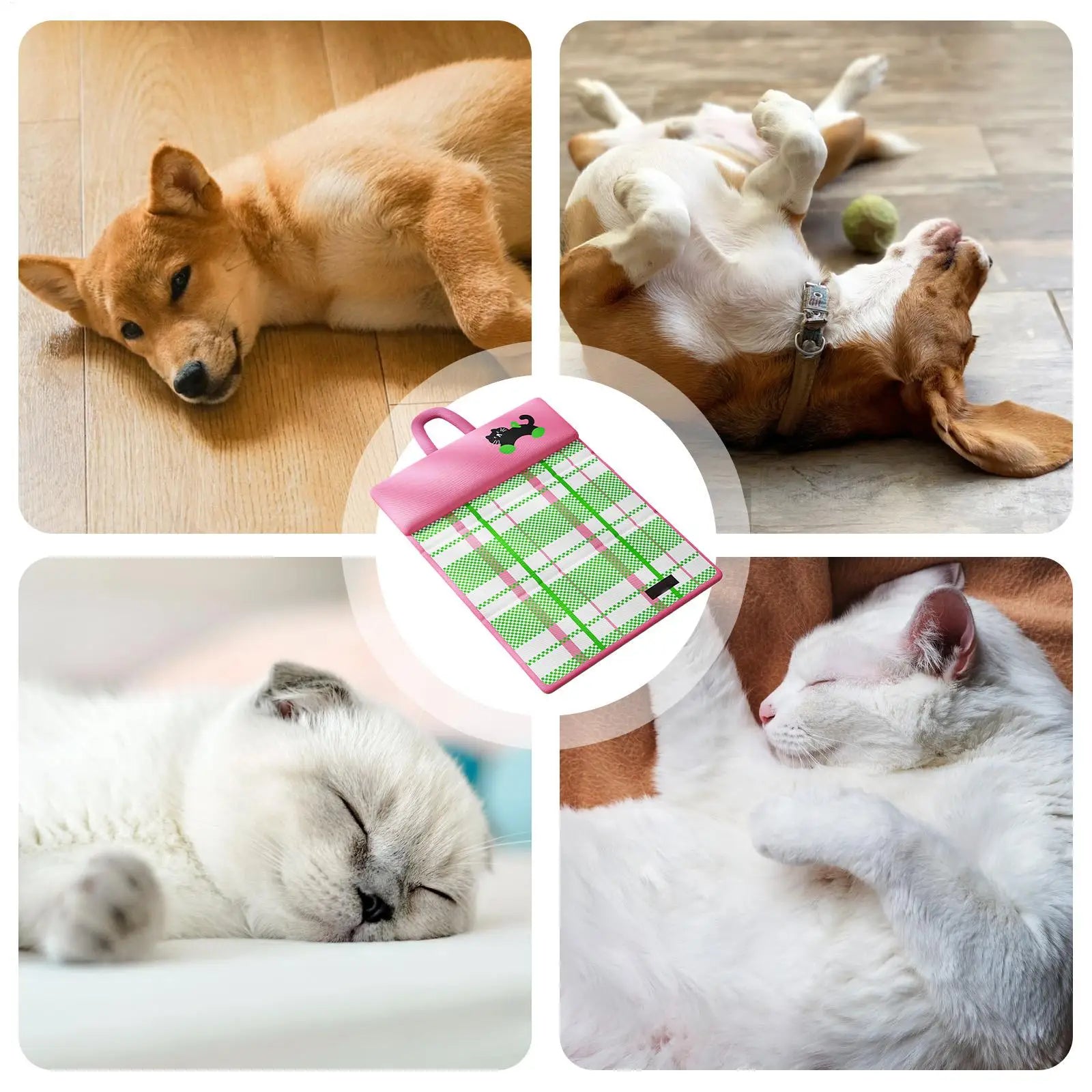 double sided cooling pet mat for dogs and cats, foldable waterproof breathable cooling bed with headrest