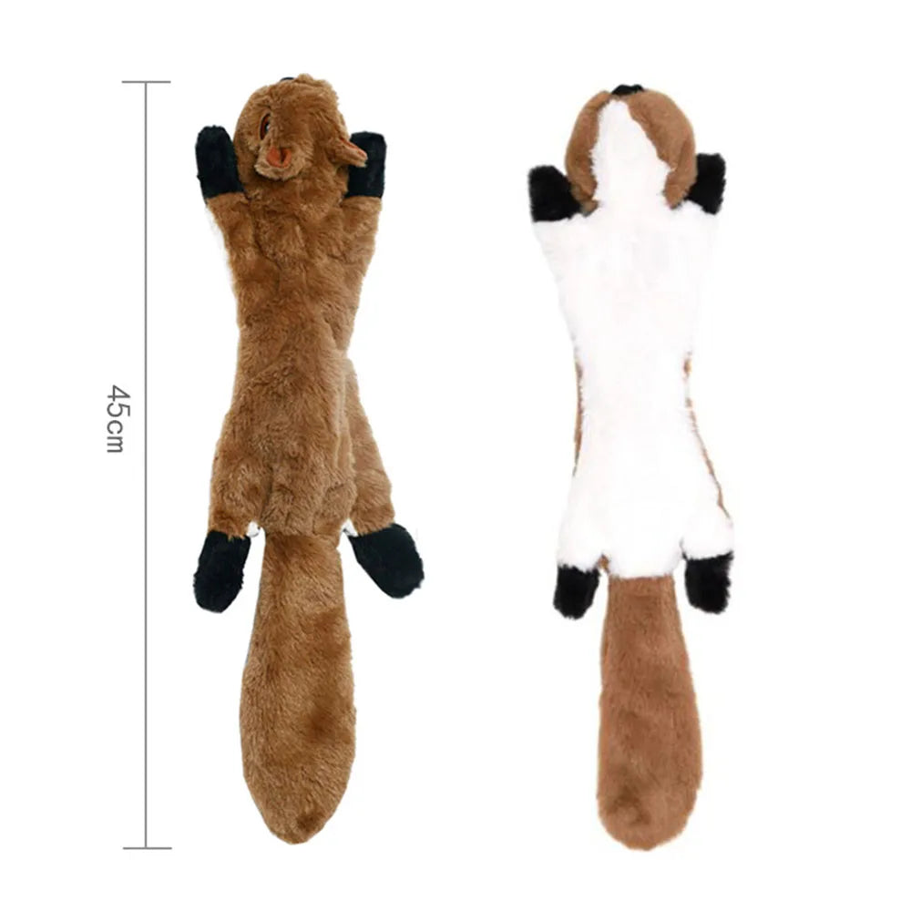 stuffingless squeaky dog toy brown plush animal chew toy with squeakers, 45cm durable crinkle pet toy