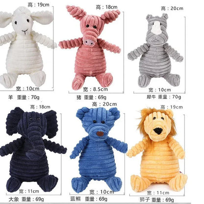 plush squeaky dog toy corduroy animal shape bite resistant training toy for small and large dogs