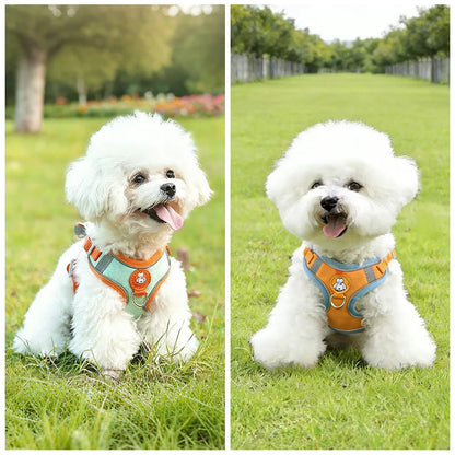 adjustable reflective dog vest harness for small dogs, comfy durable walking vest with cat and dog design