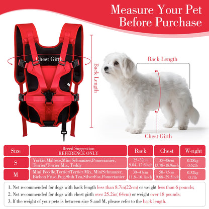 adjustable dog front carrier backpack for small dogs and cats, breathable hiking travel pet chest bag