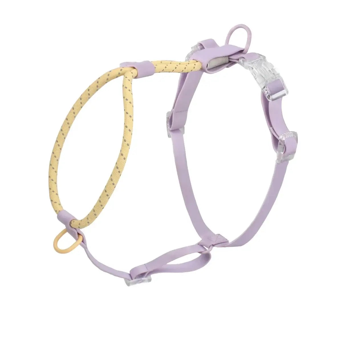 cooling no pull dog harness for medium and large dogs, purple and yellow vest-style nylon harness