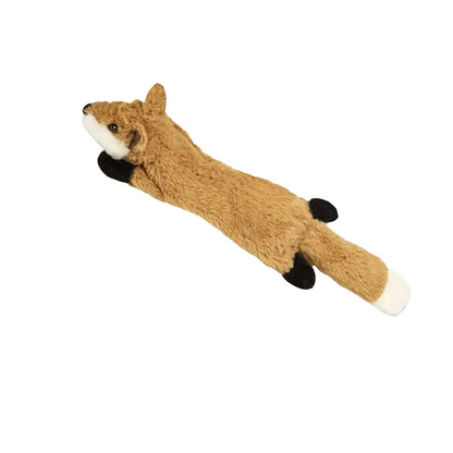 no stuffing squeaky dog toys fox plush toy with head and tail squeakers, crinkle long plush for small medium large dogs
