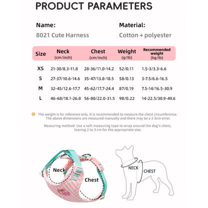 small dog harness leash set size chart for adjustable cute harness, cotton polyester vest with neck and chest measurements
