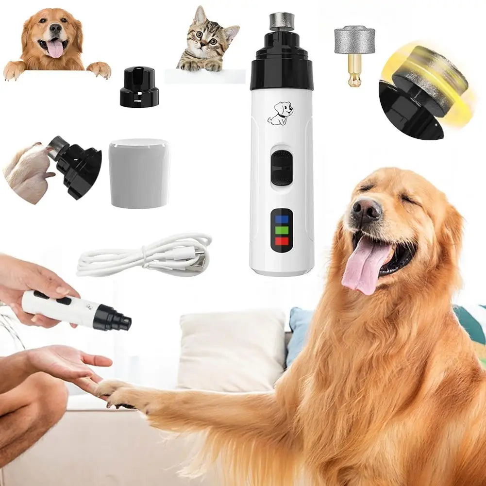 electric dog nail grinder for dogs and cats with diamond bit replacement head, pet grooming trimmer