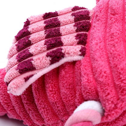 corduroy squeaky dog toy pink plush animal shape bite-resistant interactive dog toy for puppies and small dogs