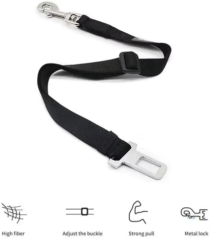 dog car seat belt nylon safety leash with metal lock, adjustable buckle, and strong pull design for pet travel safety