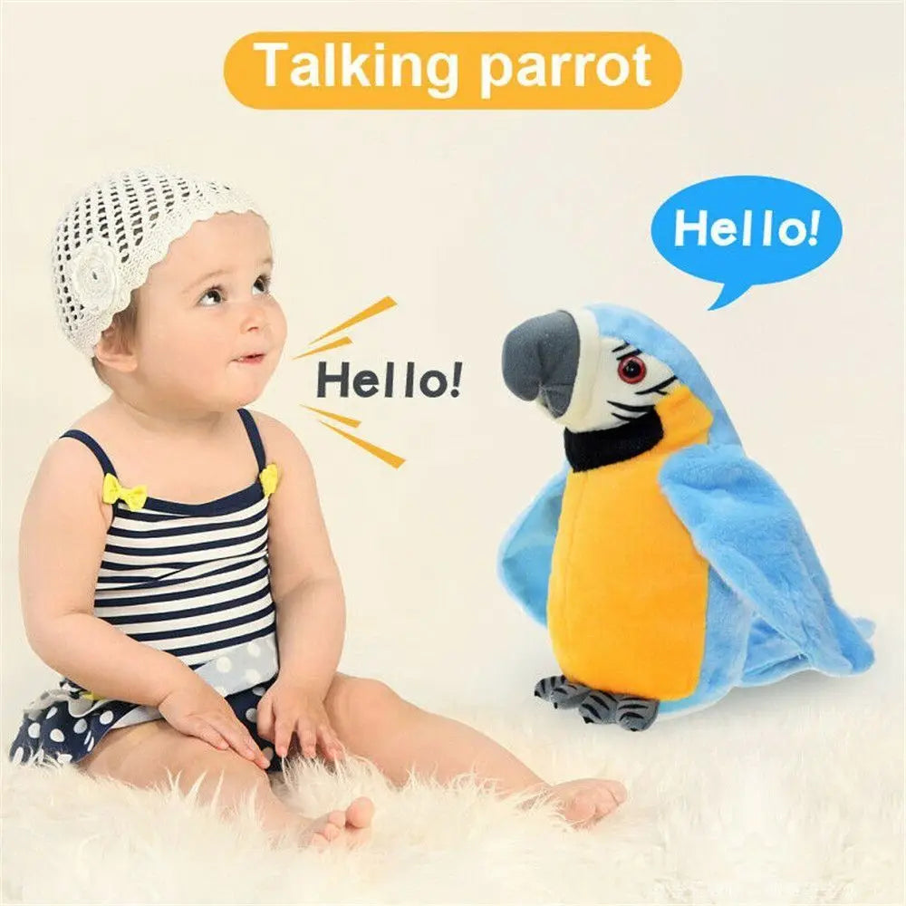 talking parrot toy plush imitates voice hello gift for kids, soft interactive parrot bird toy