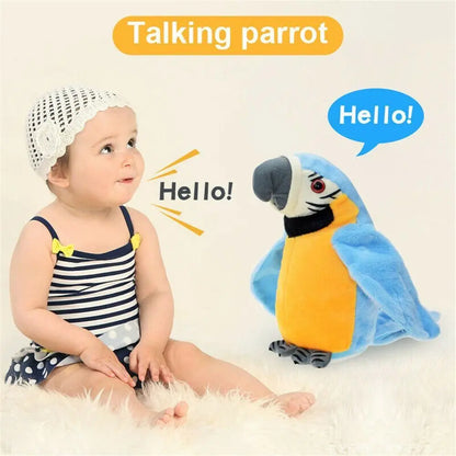 talking parrot toy plush imitates voice hello gift for kids, soft interactive parrot bird toy