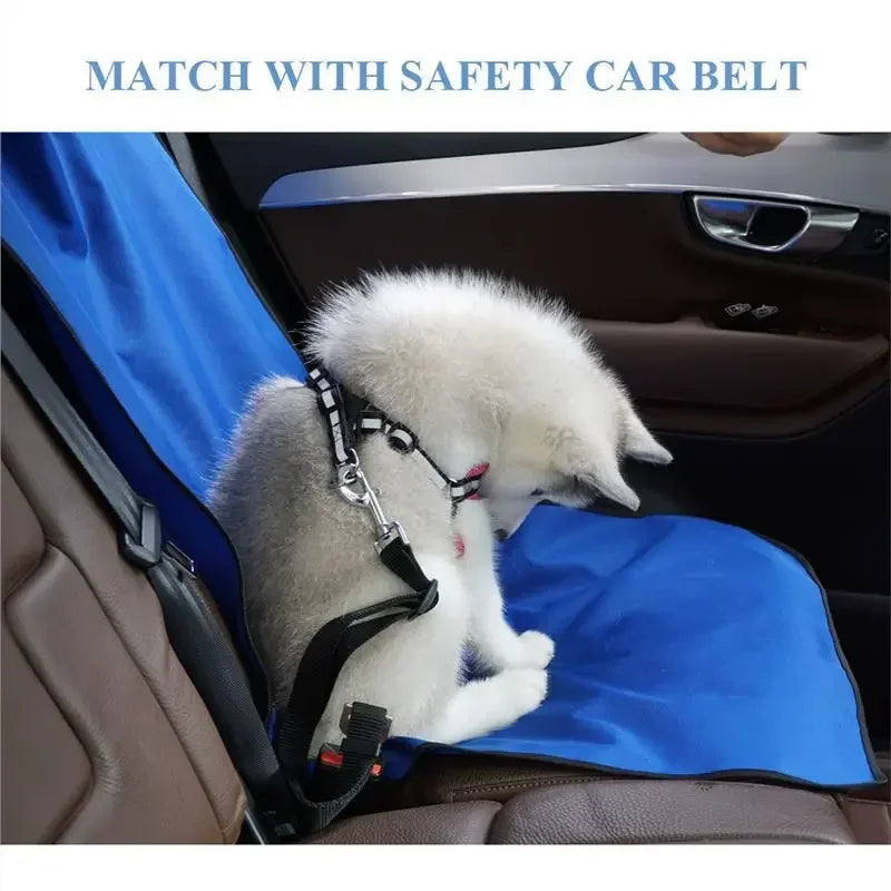 waterproof non-slip dog car seat cover for safe pet travel with seat belt