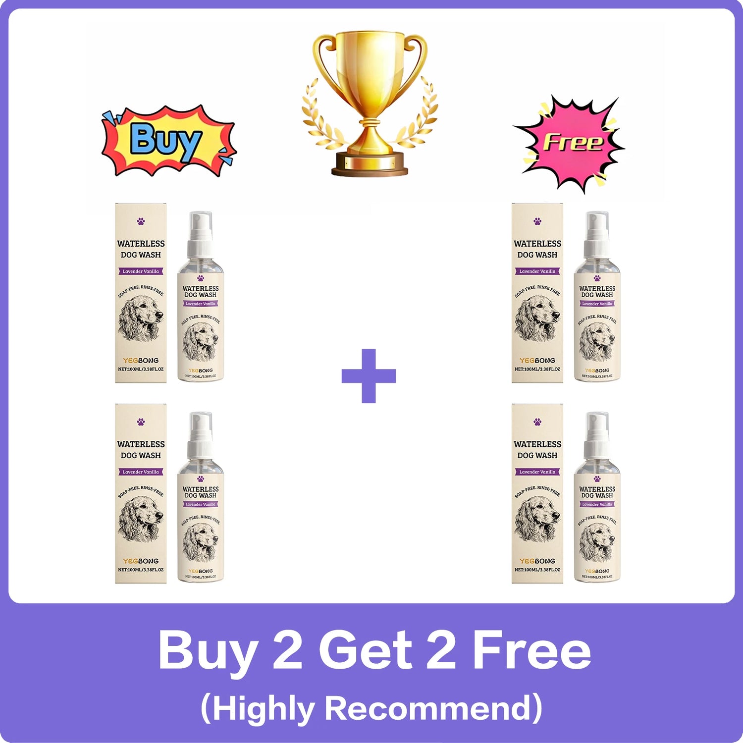 No Rinse Dog Waterless Shampoo Spray Deep Cleansing Deodorizing for Puppies Senior Dogs Moisturizing Shiny Fur Grooming Care