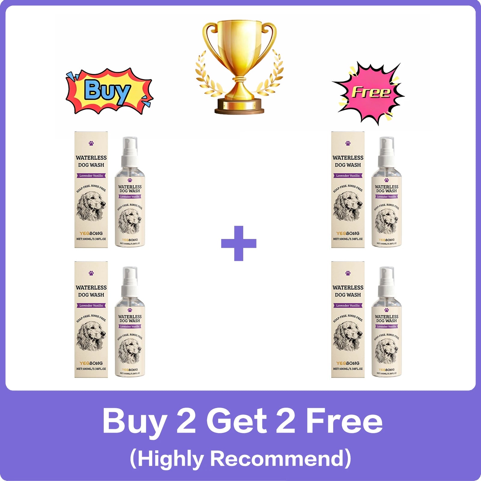 No Rinse Dog Waterless Shampoo Spray Deep Cleansing Deodorizing for Puppies Senior Dogs Moisturizing Shiny Fur Grooming Care