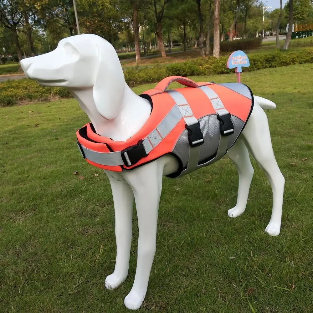 Reflective dog life jacket adjustable breathable safety vest with enhanced buoyancy for beach and swimming