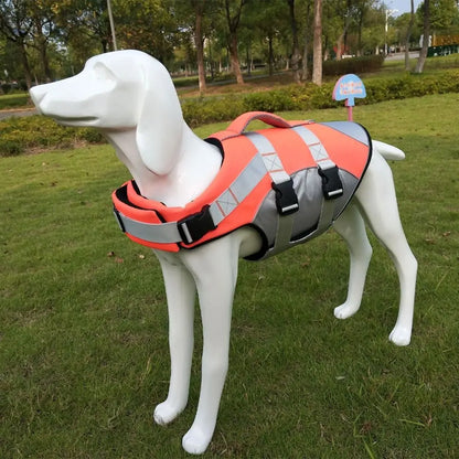 Reflective dog life jacket adjustable breathable safety vest with enhanced buoyancy for beach and swimming