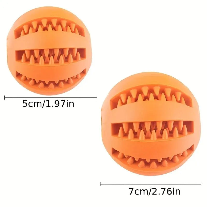 nontoxic dog chew toy ball orange bite resistant rubber treat feeder for dogs and puppies, 5cm and 7cm
