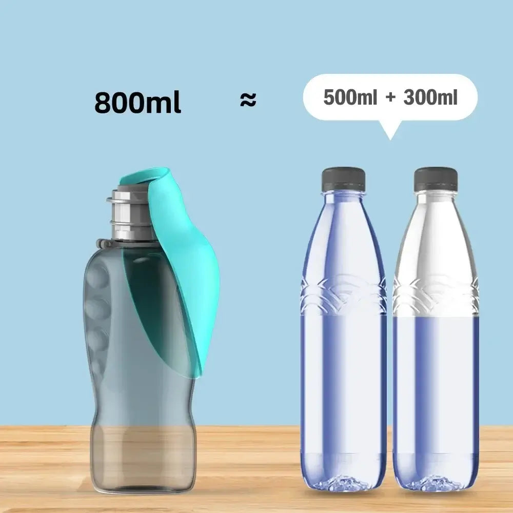 portable dog water bottle dispenser 800ml dog water bottle for travel, equals two 500ml bottles