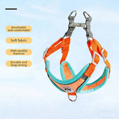 adjustable small dog harness leash set breathable soft fabric durable pet walking harness for small dogs