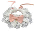 Elegant lace dog collar with pink bow and pearl charm, pet accessory for small dogs