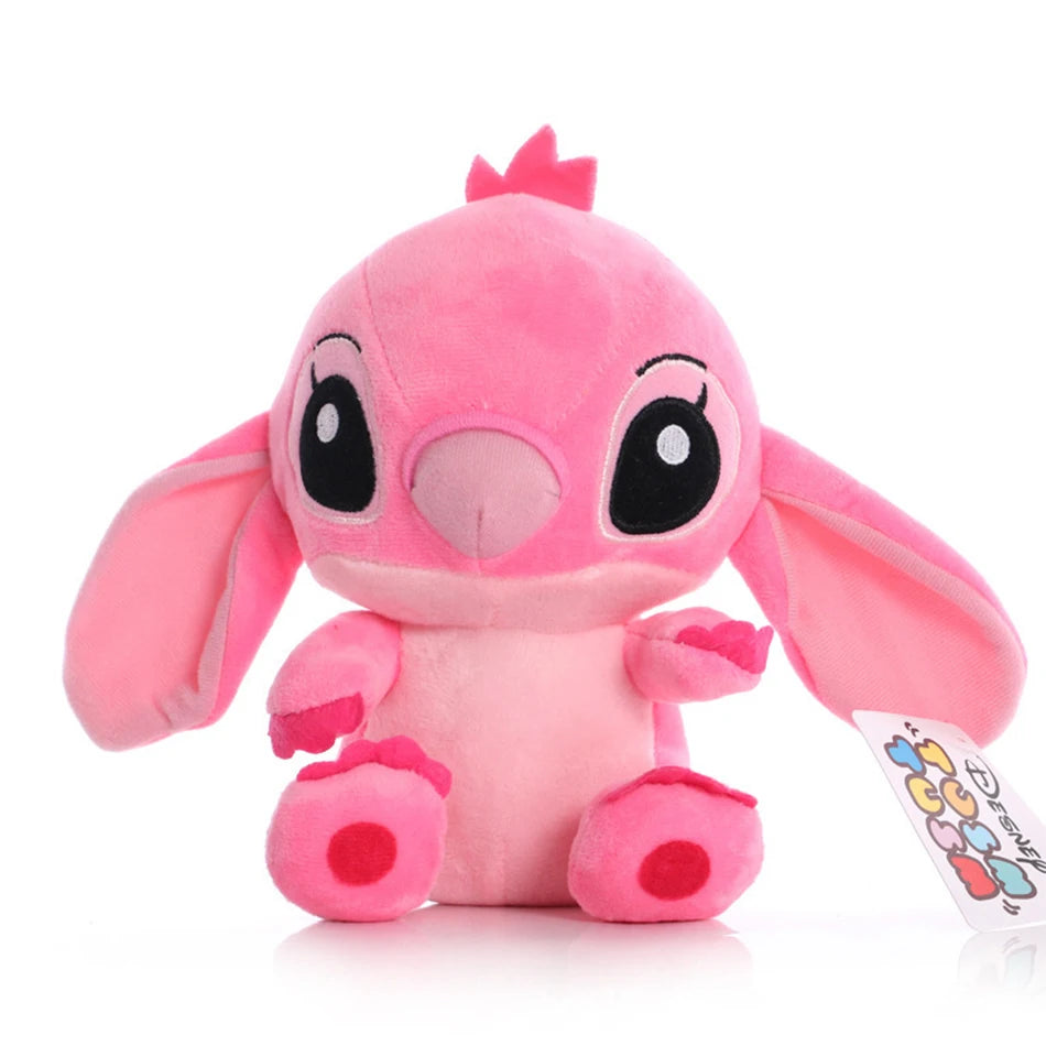 Pink stitch stuffed plush doll, cute anime-style stuffed plush toy with big ears, PP cotton, kawaii kids gift
