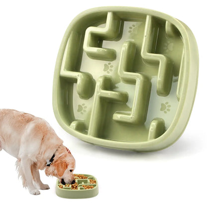B Macaron Green slow feeder dog bowl maze-style non-slip anti-gulping pet feeder for small, medium and large dogs