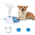 Blue step-on dog water fountain for outdoor courtyard use with hose and sprinkler, press-type automatic pet dispenser