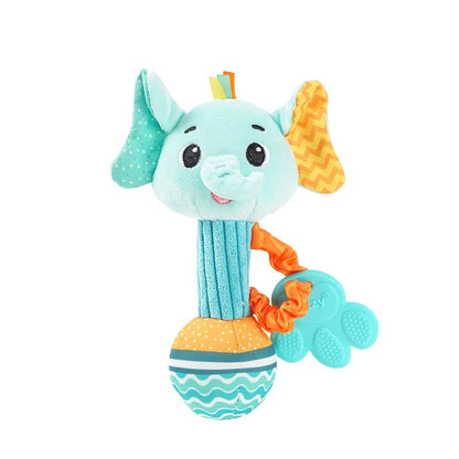 soft baby rattle toy elephant plush hand grip shaker crinkle squeaky sensory toy for newborns, 19x7x5cm