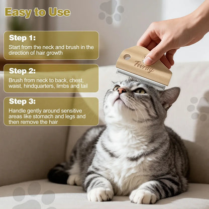 deshedding brush for dogs wooden pet grooming tool for cats and dogs, easy step-by-step coat care