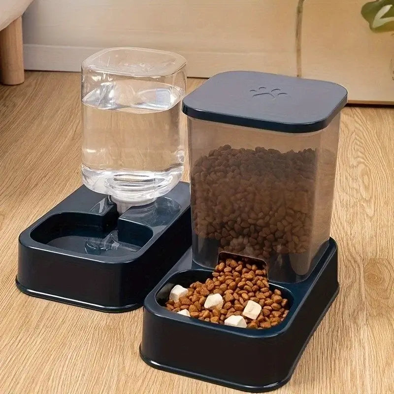 automatic pet feeder with water dispenser for cats and dogs, battery-free portion-controlled food and water bowl
