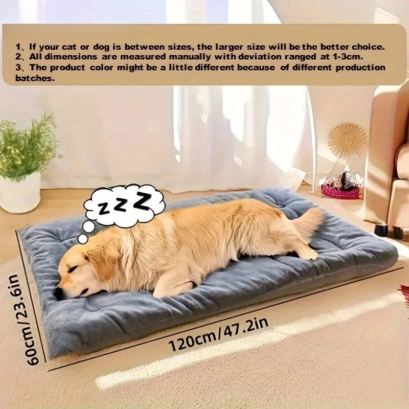 plush dog bed sofa for large dogs, thick super soft polyester pet mat for crate or floor