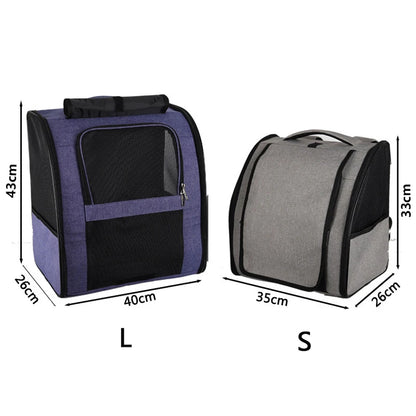 breathable cat carrier backpack foldable pet travel bag for small cats and dogs, purple and gray