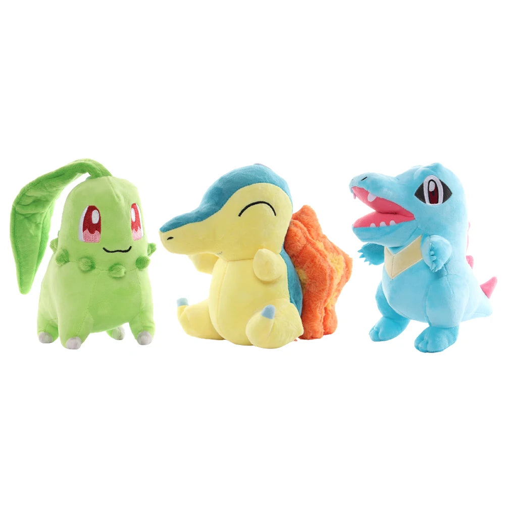 Pokemon plush doll featuring Bulbasaur, Cyndaquil, and Squirtle stuffed toys for collectors and gifts