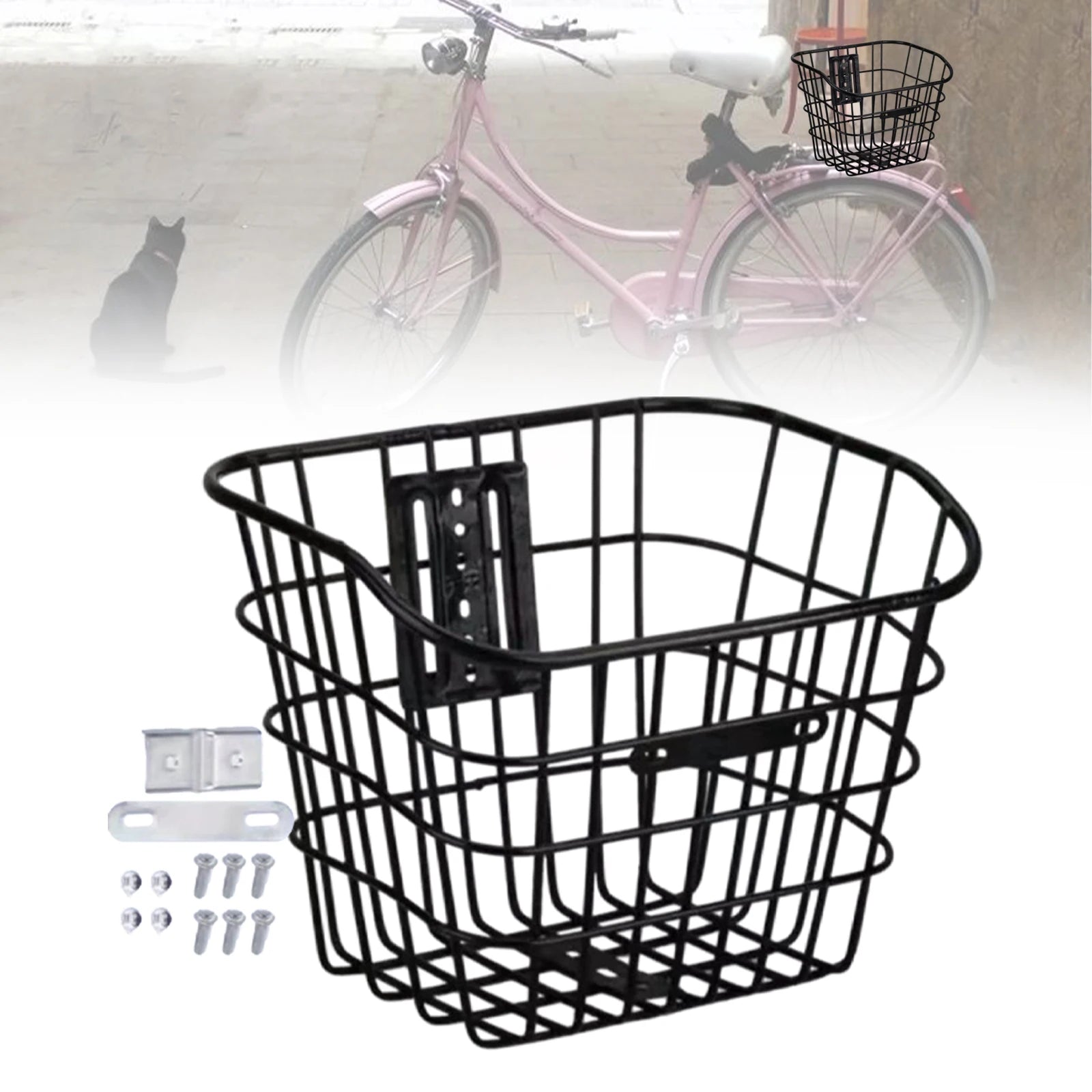 Bicycle Basket Cargo Rack Organizer Quick Release Front Bike Basket Rack Pet Cat Dog Carrier for Mountain Road Bike