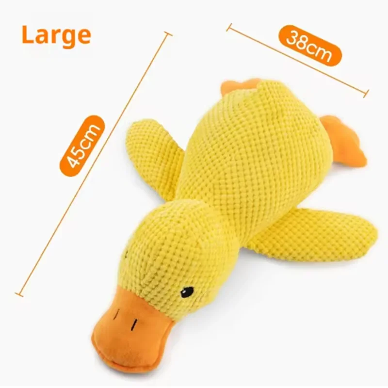 Large bite resistant duck dog toy plush for chewing, teeth cleaning, and interactive play, 45cm x 38cm