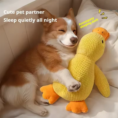 Sleeping corgi cuddling bite resistant dog plush toy duck for soothing pet companionship and bedtime comfort