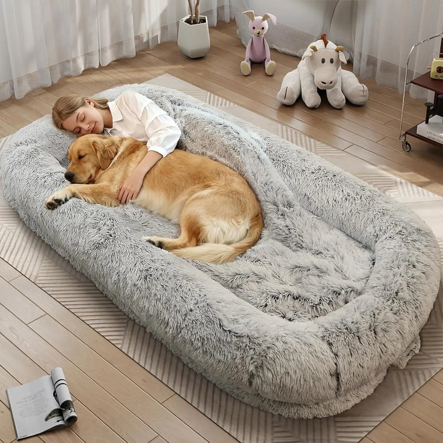 human dog bed for adults, light grey-75 orthopedic removable cover, 71x40x10 fluffy bed, ships from China Mainland