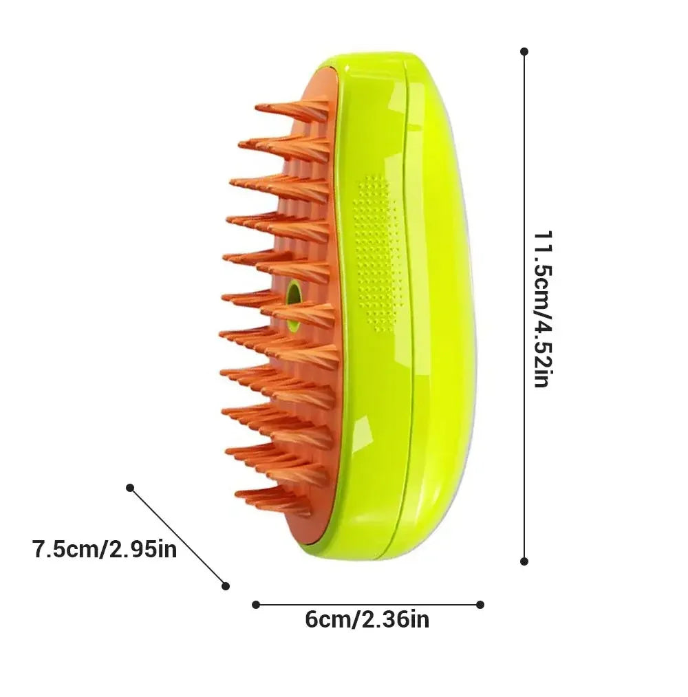 pet steam grooming brush for cats and dogs, 3-in-1 electric spray massage comb with measured size