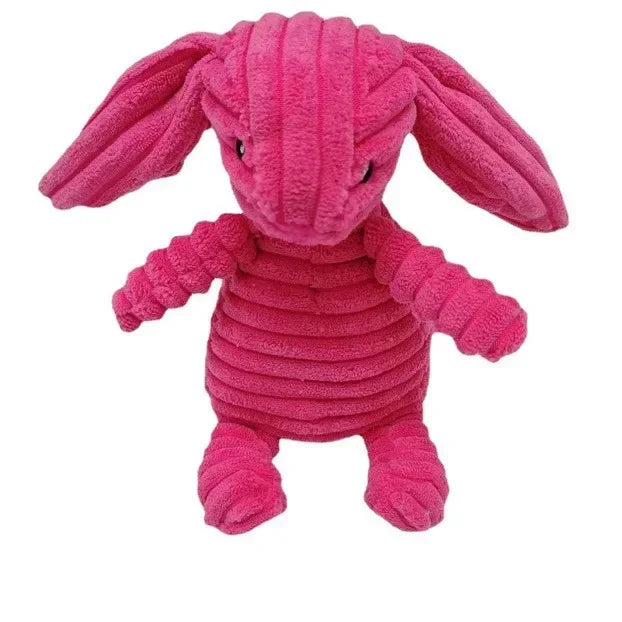plush squeaky dog toy pink rabbit corduroy fleece bite resistant plush dog toy for small and large dogs