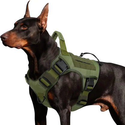 no-pull tactical dog harness for large dogs, army green reflective military vest with handle for Labrador and Siberian Husky